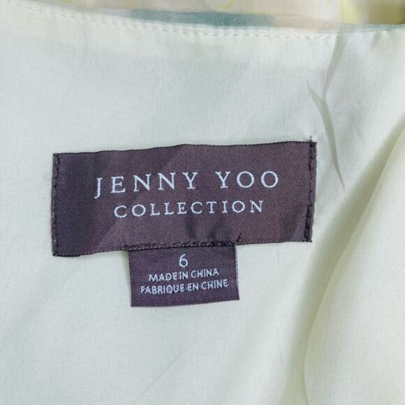 Jenny Yoo Collection Inesse V-neck Chiffon Gown Vintage Floral Ivory Sage Multi - Picture 8 of 10